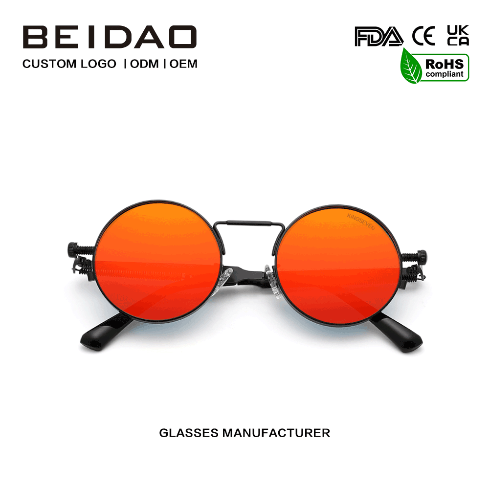Occhiali da sole di design con montatura in metallo polarizzato con protezione UV400 rossa