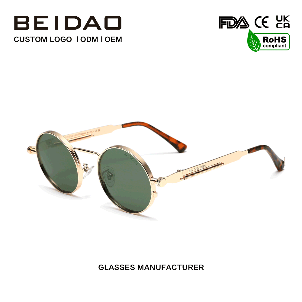 Occhiali da sole di design con montatura in metallo polarizzato verde con protezione UV400