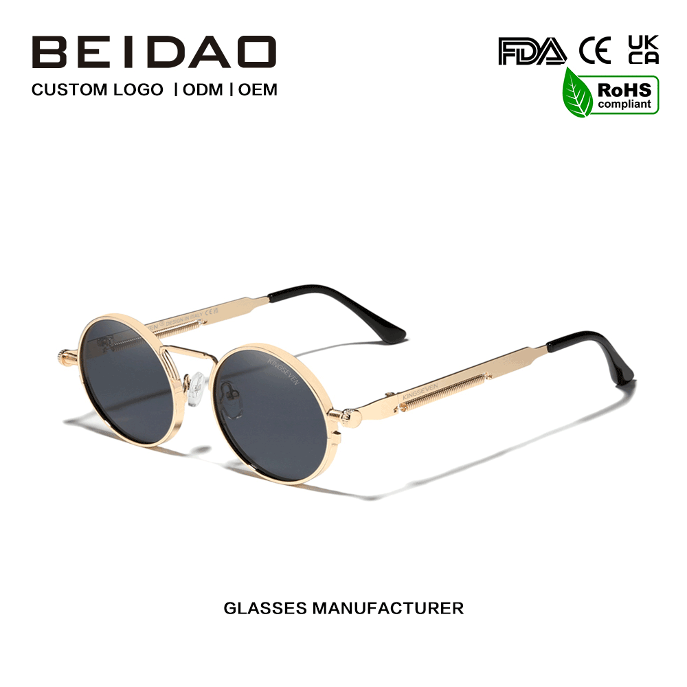 Occhiali da sole vintage in metallo vintage polarizzati Steampunk